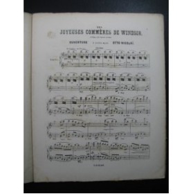 NICOLAÏ Otto Les Joyeuses Commères de Windsor Ouverture Piano 4 mains ca1870