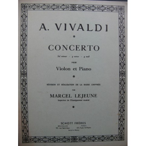 VIVALDI Antonio Concerto Sol mineur Piano Violon