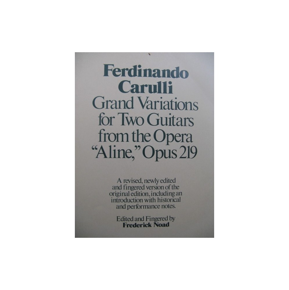 CARULLI Ferdinando Grand Variations pour 2 Guitares 1977