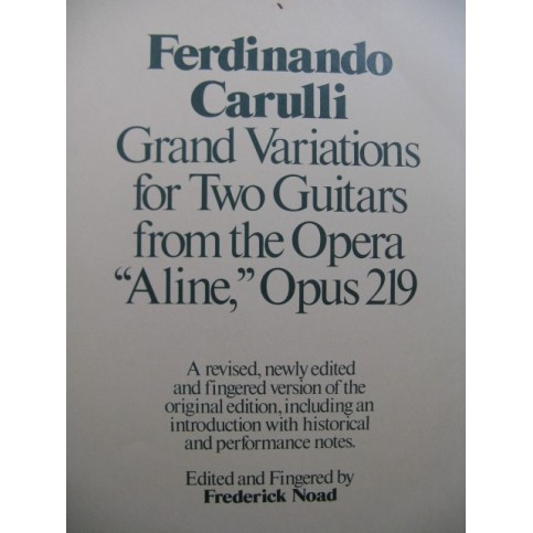 CARULLI Ferdinando Grand Variations pour 2 Guitares 1977