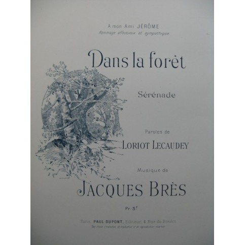 BRÈS Jacques Dans la Forêt Piano Chant