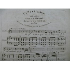 POISSON T. R. L'Impatience Romance Chant Piano ca1830