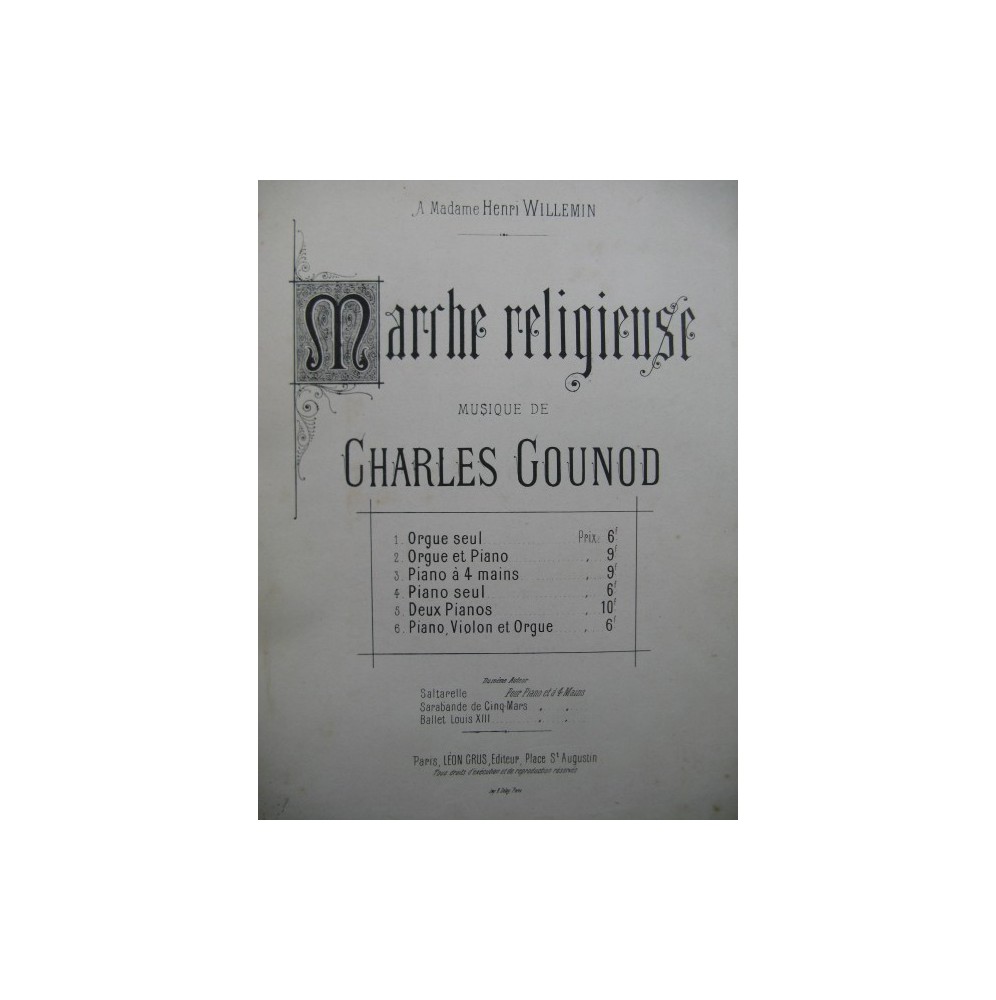 GOUNOD Charles Marche Religieuse Grand Orchestre 1878