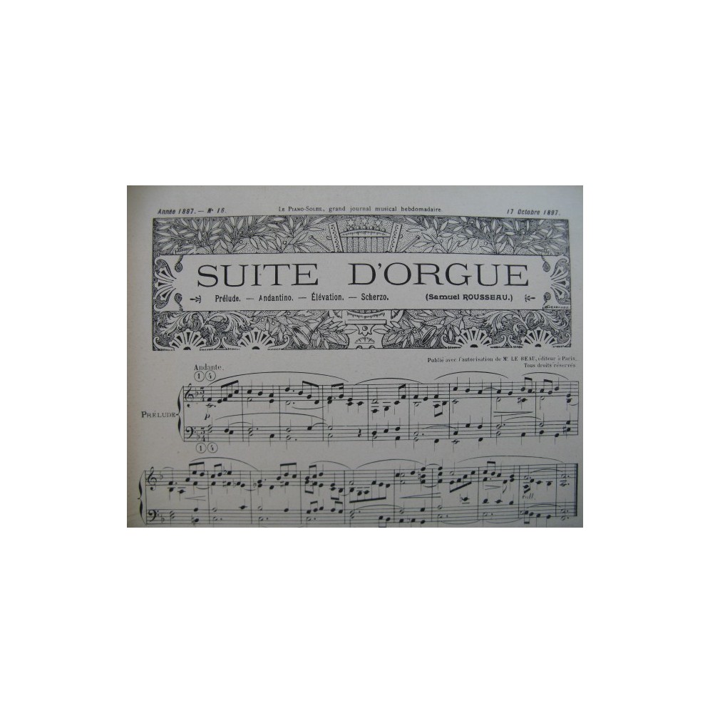 Piano Soleil No 16 Rousseau Beynac Orgue Piano 1897