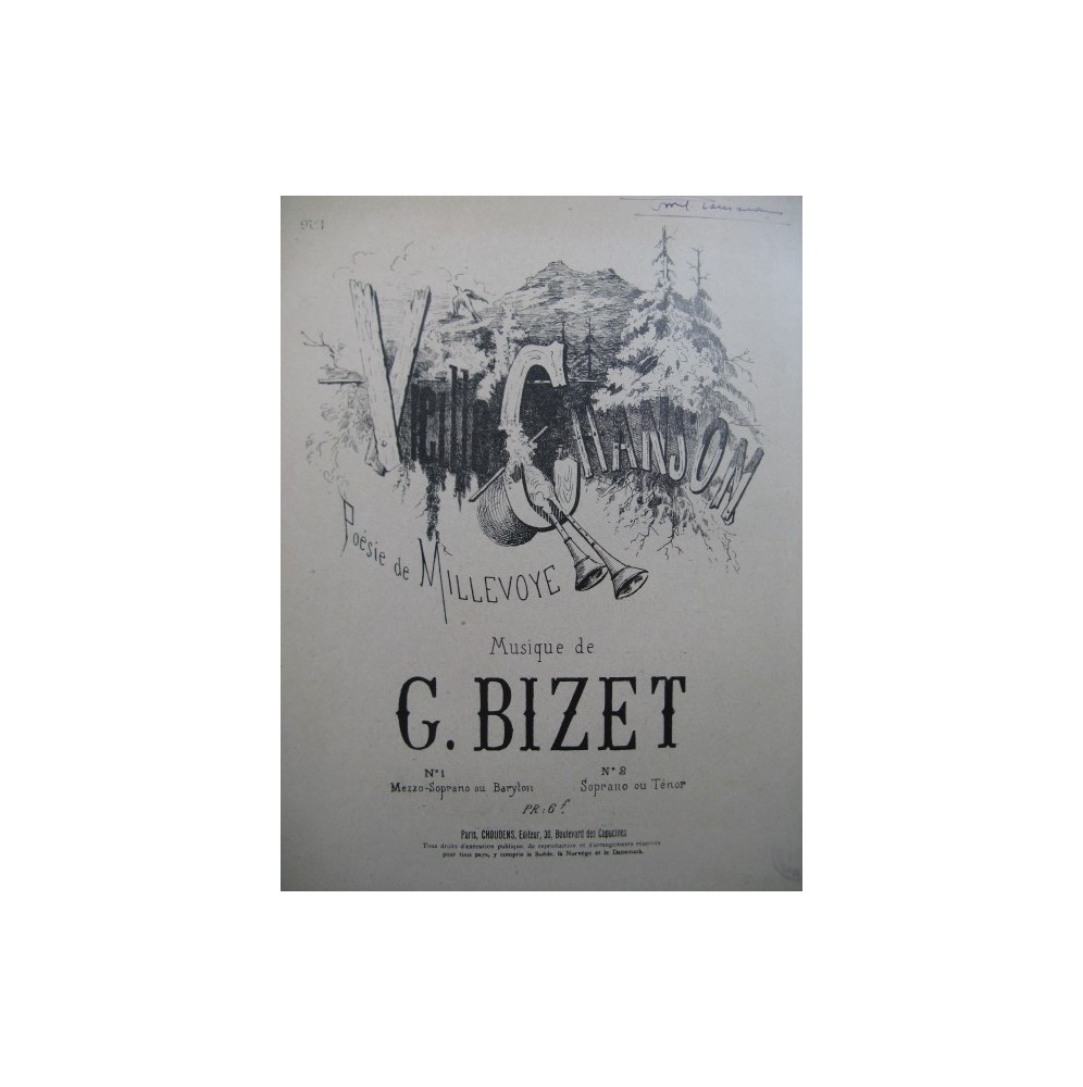 BIZET Georges Vieille Chanson Chant Piano 1926