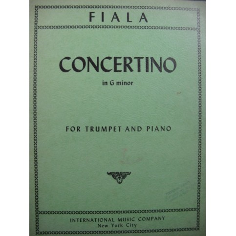 FIALA J. Concertino in G minor Piano Trompette