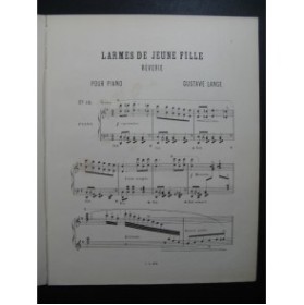 LANGE Gustave Larmes de Jeune Fille Piano