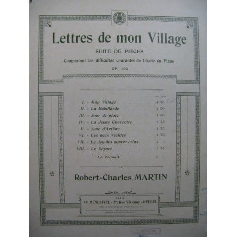MARTIN Robert-Charles Lettres de mon Village Piano