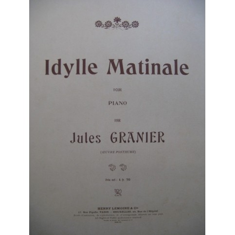 GRANIER Jules Idylle Matinale Piano