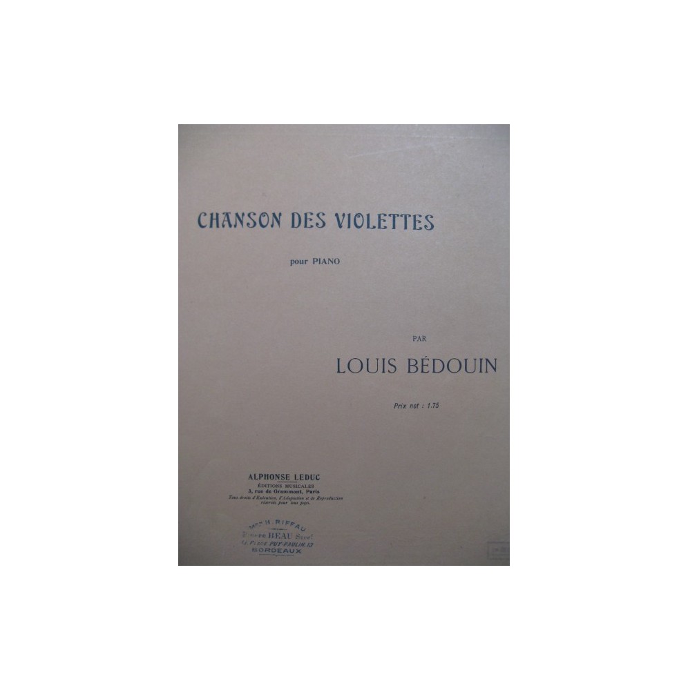 BEDOUIN Louis Chanson des Violettes Piano