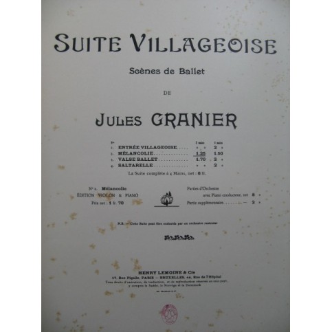 GRANIER Jules Mélancolie Piano