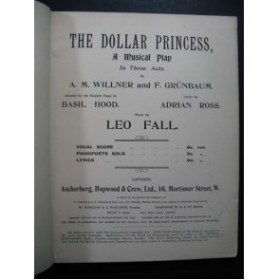 FALL Leo The Dollar Princess Musical Play Chant Piano 1909