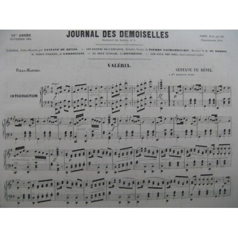 Journal des Demoiselles De Revel Du Rotois Gordigiani Donizetti Piano Chant 1854
