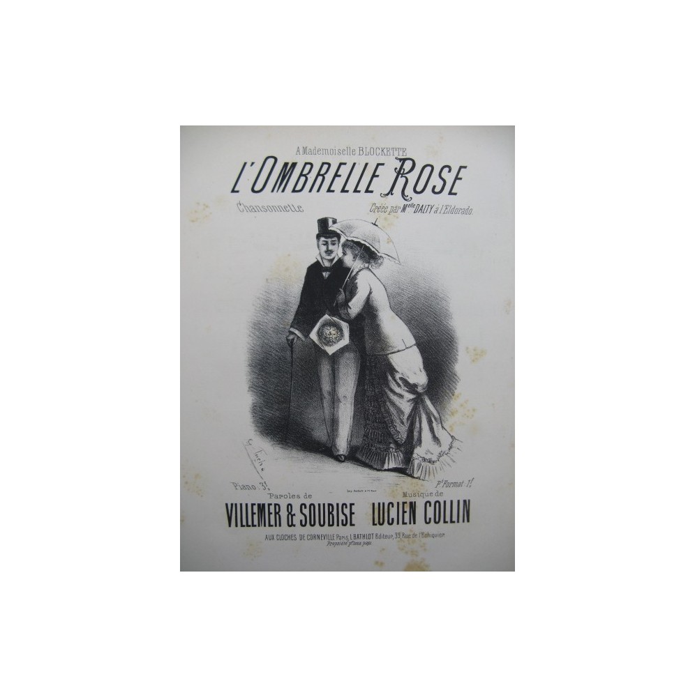 COLLIN Lucien L'Ombrelle Rose Chant Piano ca1880