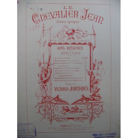 JONCIÈRES Victorin Le Chevalier Jean No 3 bis Chant Piano