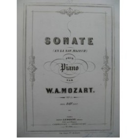 MOZART W. A. Sonate op 5 La Majeur Piano ca1855