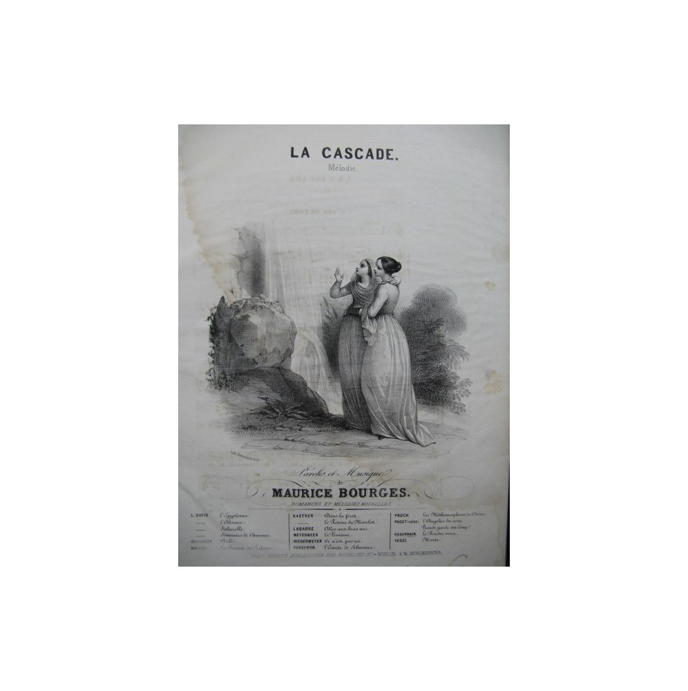 BOURGES Maurice La Cascade Chant Piano 1842