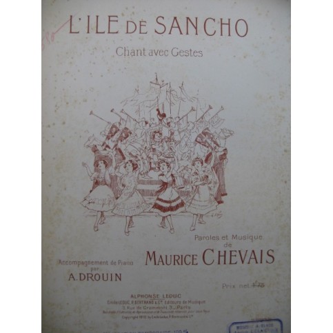 CHEVAIS Maurice L'Ile de Sancho Chant avec Gestes Chant Piano 1910