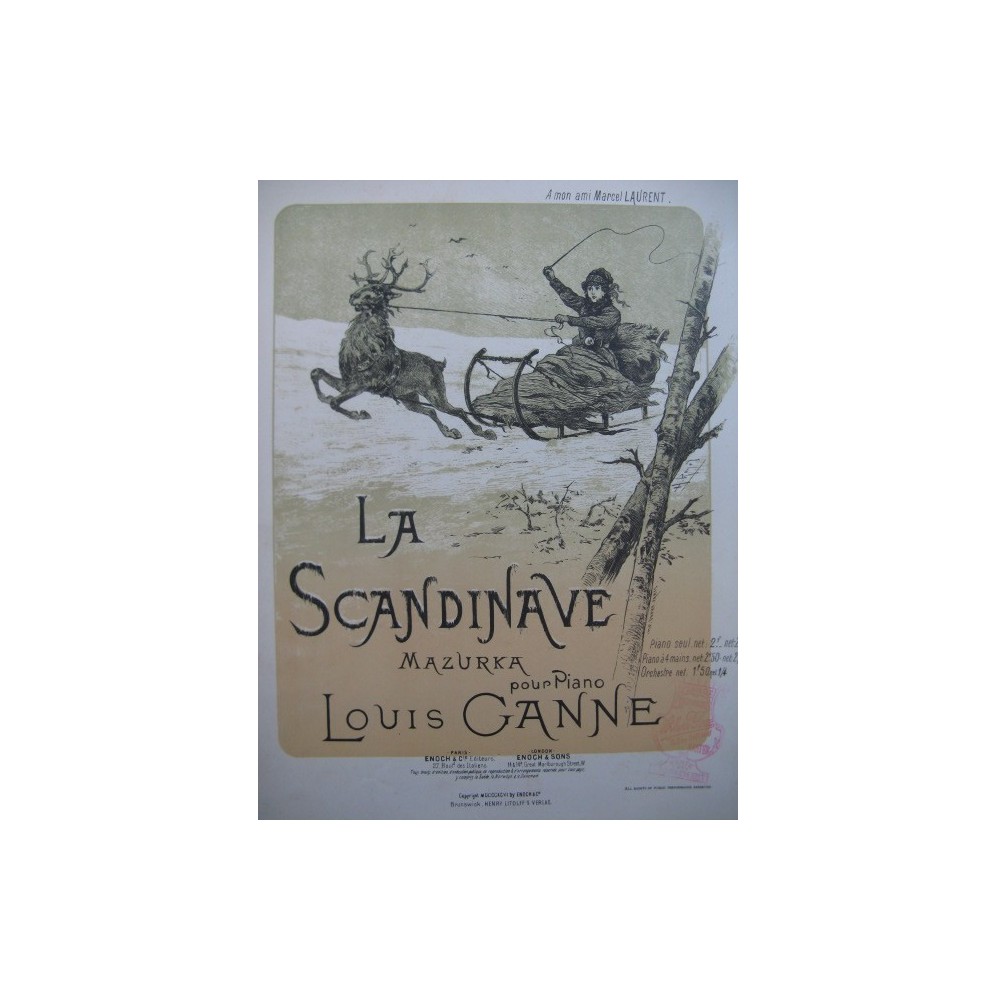 GANNE Louis La Scandinave Mazurka Piano 4 mains 1896