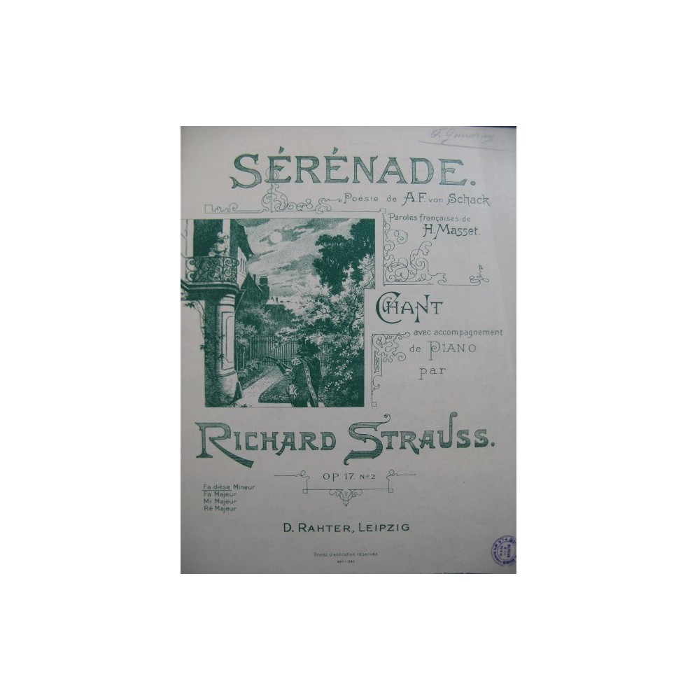 STRAUSS Richard Sérénade Chant Piano 1905