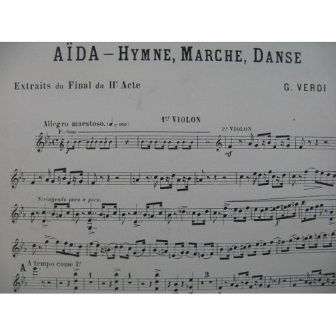 VERDI Giuseppe Aïda Hymne Marche Danse Orchestre ca1890