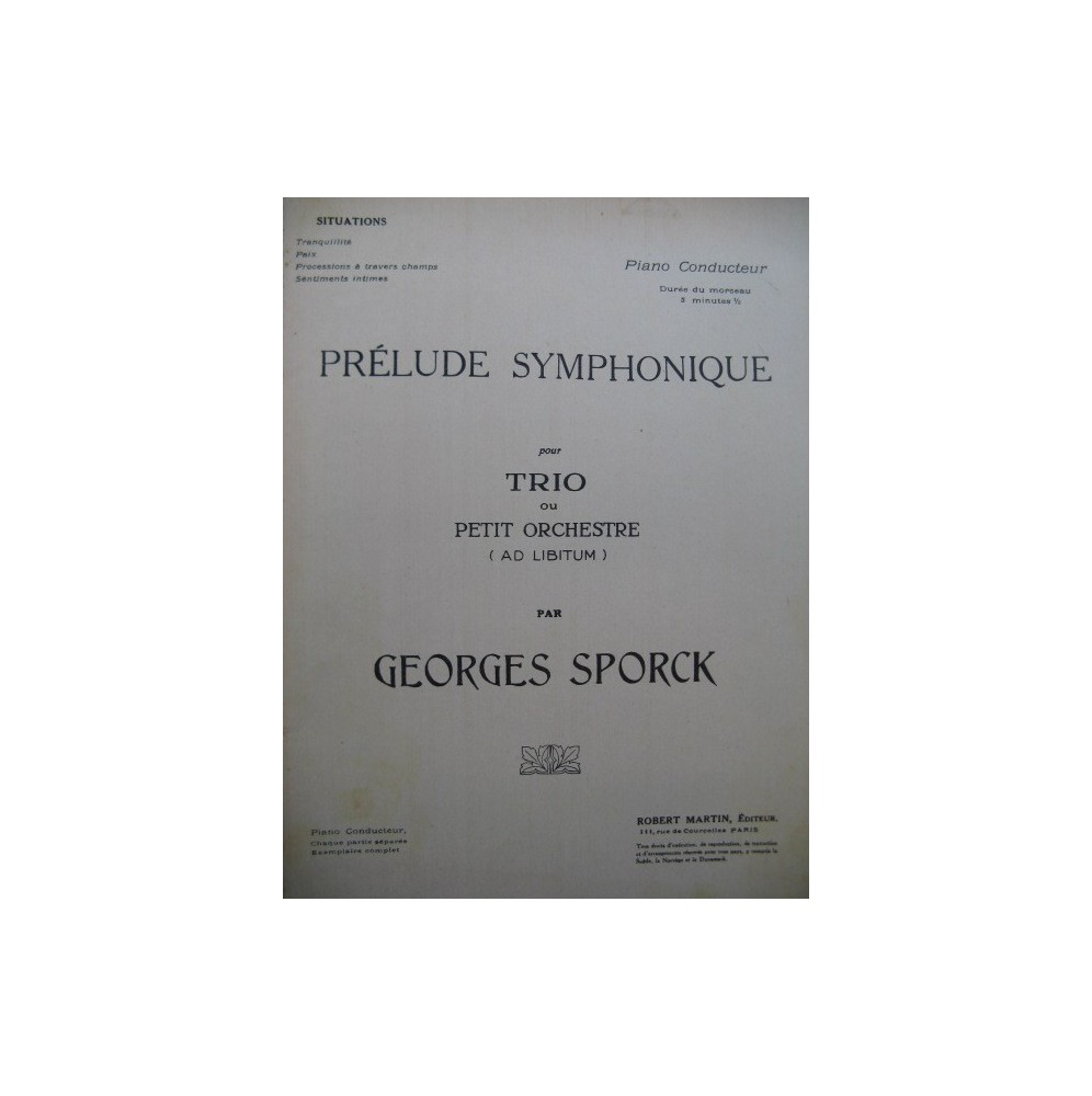 SPORCK Georges Prélude Symphonique Orchestre