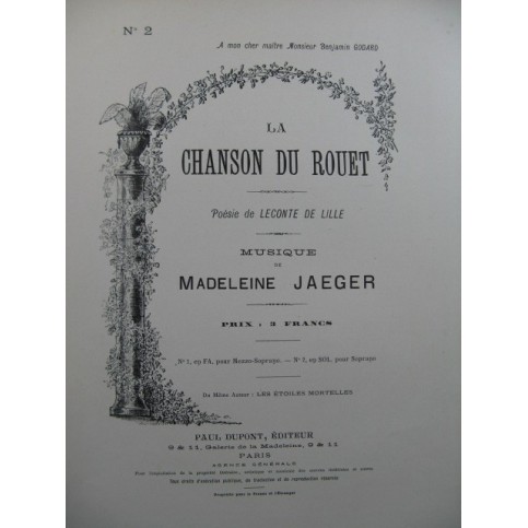 JAEGER Madeleine La Chanson du Rouet Chant Piano