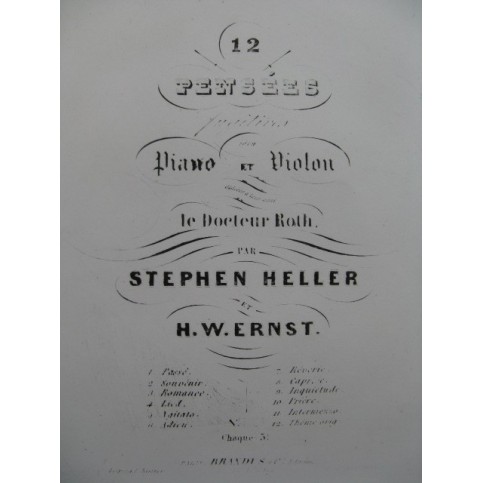 ERNST H. W. HELLER S. Souvenir Piano Violon ca1845
