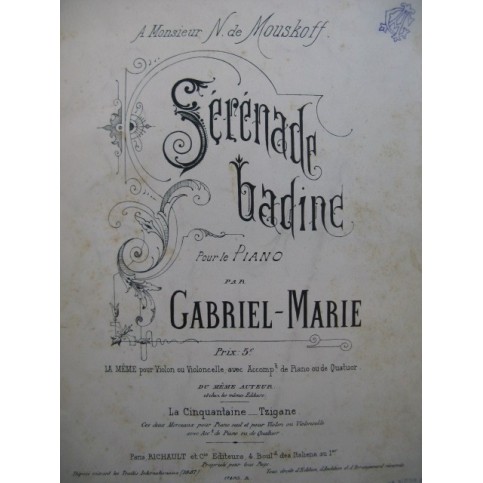 GABRIEL MARIE Sérénade Badine Piano