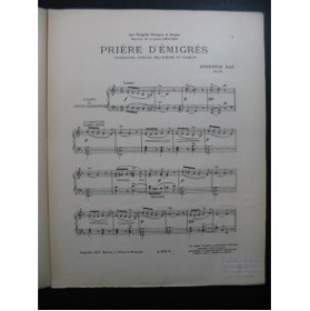 GAY Augustin Prière d'Emigrés Piano ou Orgue Harmonium