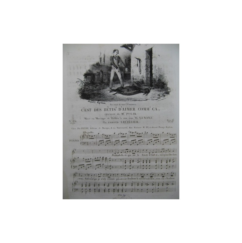 LHUILLIER Edmond C'est des Bêtises Chant Piano ca1830