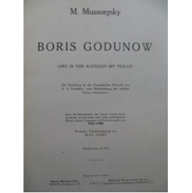 MUSSORGSKY M. Boris Godunow Opera Chant Piano 1931
