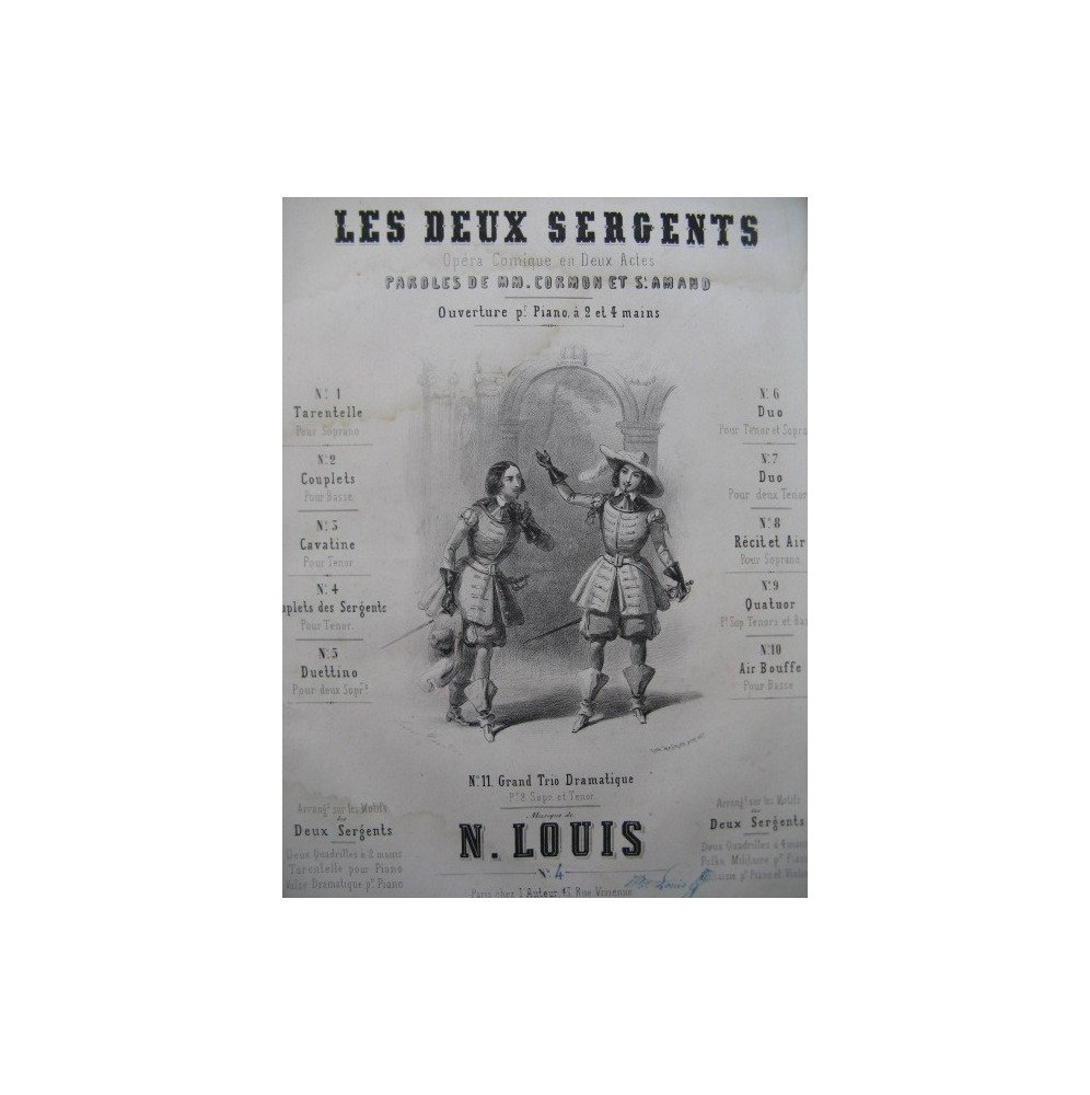 LOUIS N. Les Deux Sergents No 4 Piano Chant XIXe