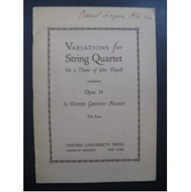 MASON Daniel Gregory Variations for String Quartet 1928