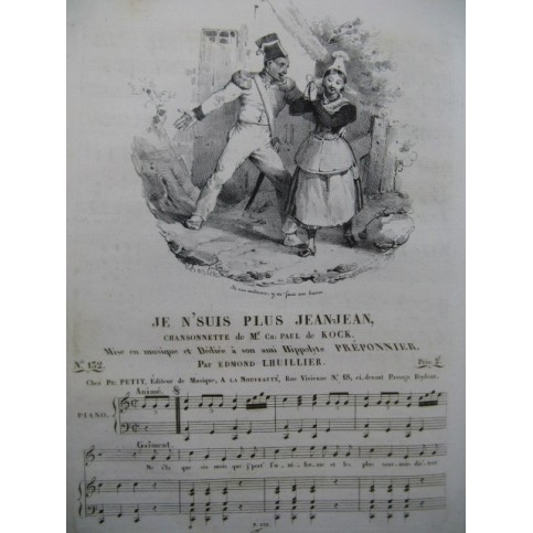 LHUILLIER Edmond Je n'suis plus Jean-Jean Chant Piano ca1830