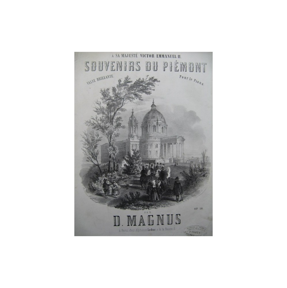 MAGNUS D. Souvenirs du Piémont Valse Piano ca1860