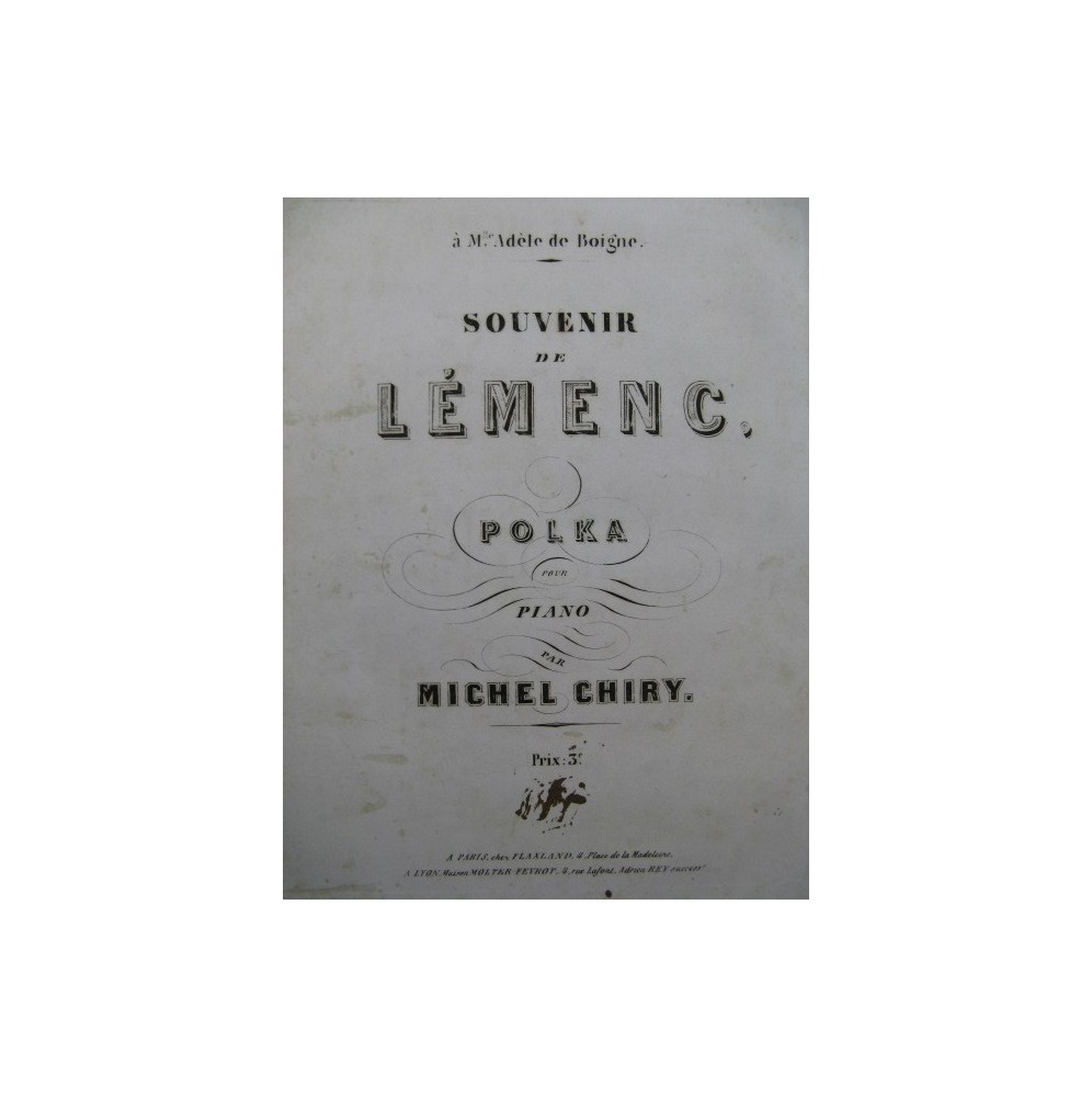 CHIRY Michel Souvenir de Lémenc Polka Piano XIXe