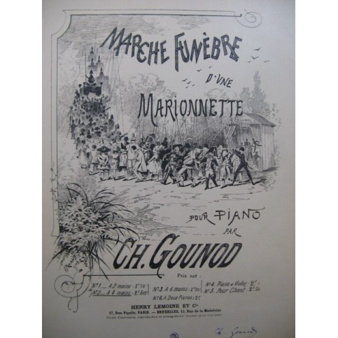 GOUNOD Charles Marche Funèbre d'une Marionnette Piano 4 mains XIXe