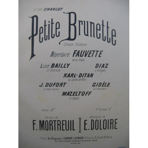 DOLOIRE Em. Petite Brunette Chant Piano