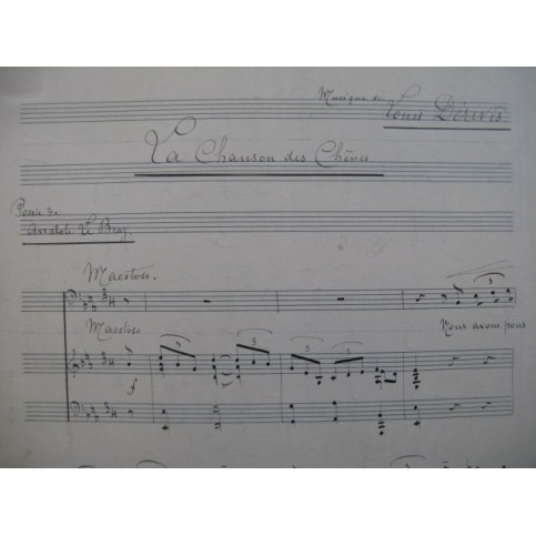 DÉRIVIS Louis La Chanson des Chênes Manuscrit Chant Piano