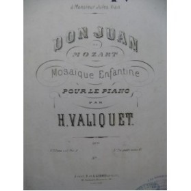 VALIQUET H. Don Juan de Mozart Mosaïque Piano 4 mains 1867