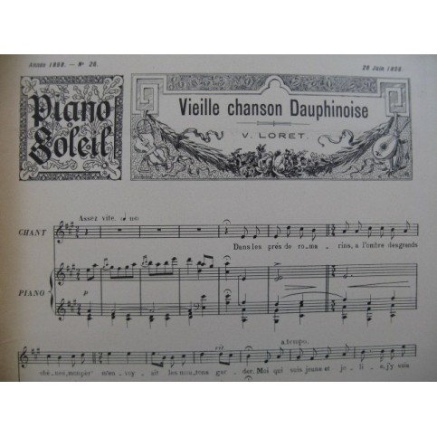 Piano Soleil No 26 Loret Sengel Duvernoy Piano Chant Piano 4 mains 1892