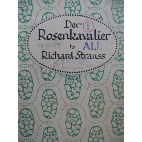 STRAUSS Richard Der Rosenkavalier Chant Piano ca1970