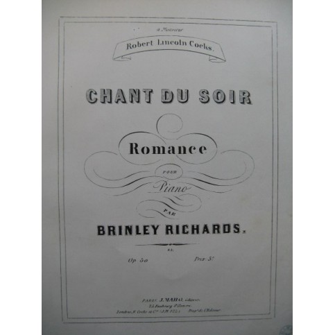 BRINLEY RICHARDS Chant du Soir Piano