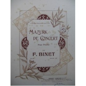 BINET F. Mazurk de Concert Piano