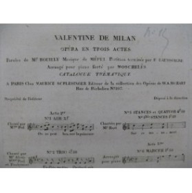 MÉHUL Valentine de Milan No 8 Chant Piano 1822