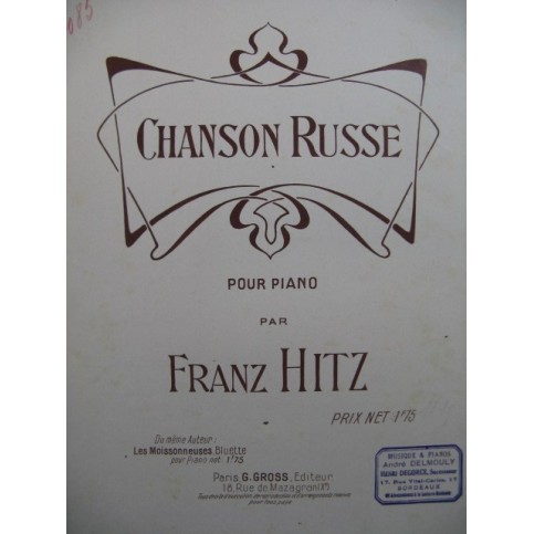 HITZ Franz Chanson Russe Piano