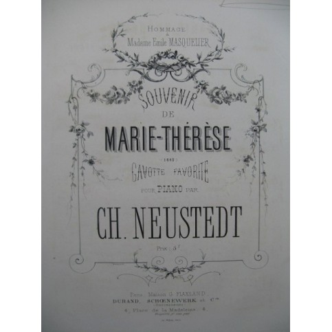 NEUSTEDT Ch. Souvenir de Marie Thérèse Piano