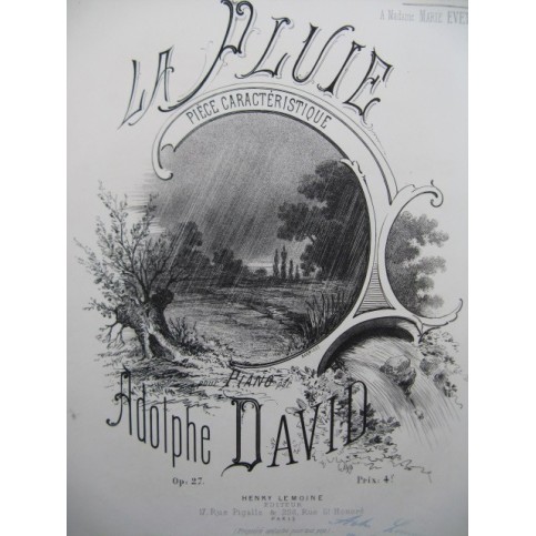 DAVID Adolphe La Pluie Piano