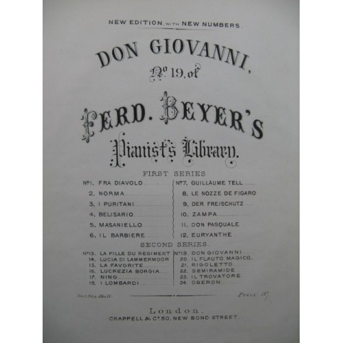 BEYER Ferdinand Don Giovanni Piano